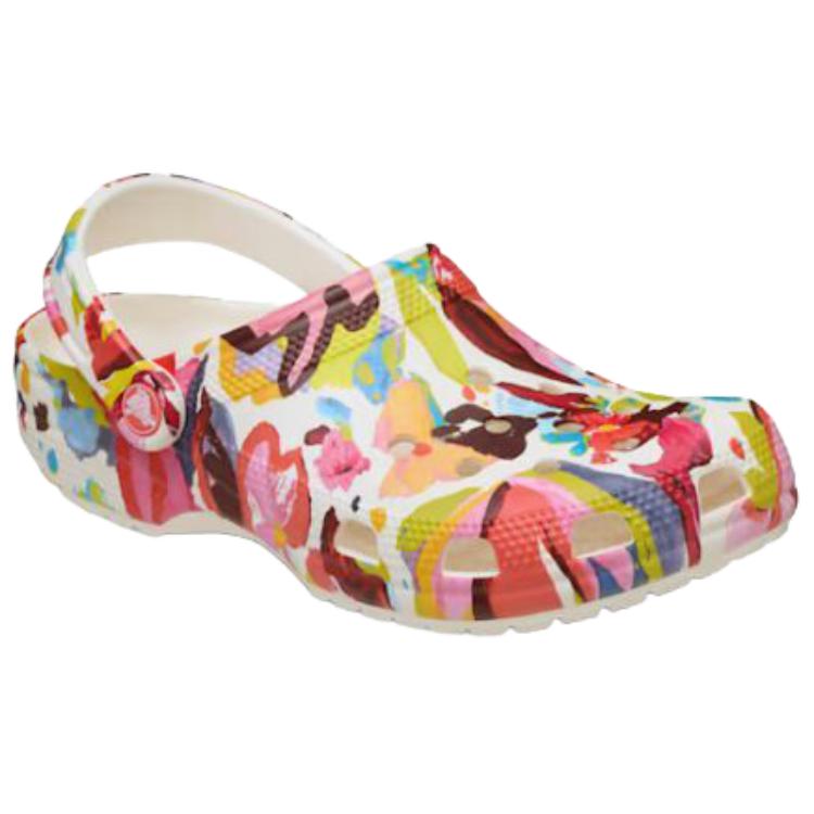 Crocs Classic Painted Floral Clog Comfortable and Stylish Vintage Hole Shoes Women's Multicolour