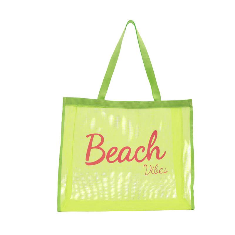 Large Nylon Shopping Bag With Transparent Mesh And Inner Pocket For Daily Carry