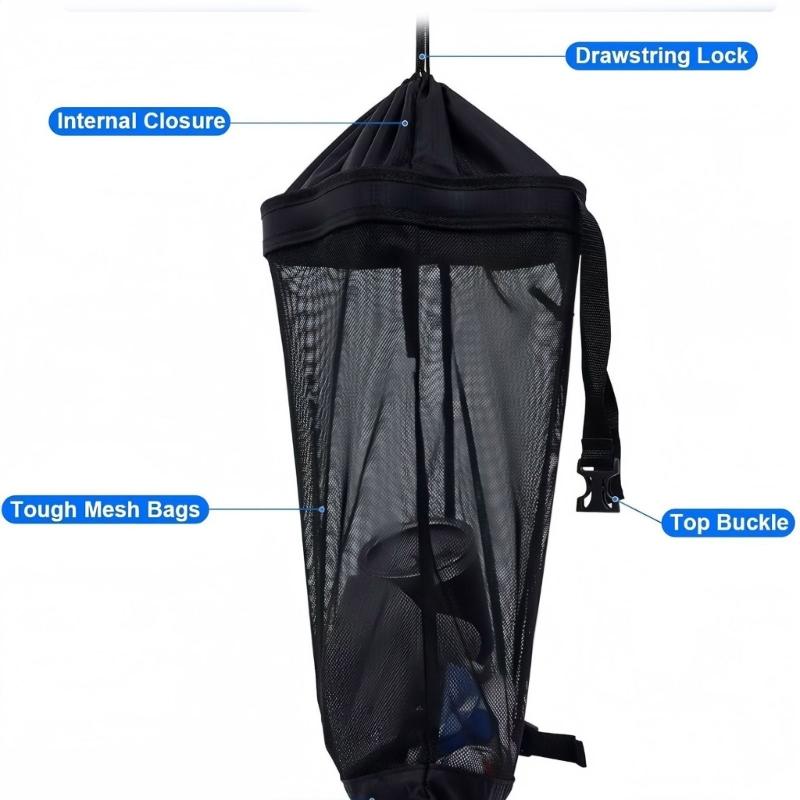 Portable Push Pull Golf Carts Bag Organizer Large Capacity Golf Ball Drawstring Pouch Grocery Shopping Mesh Bag