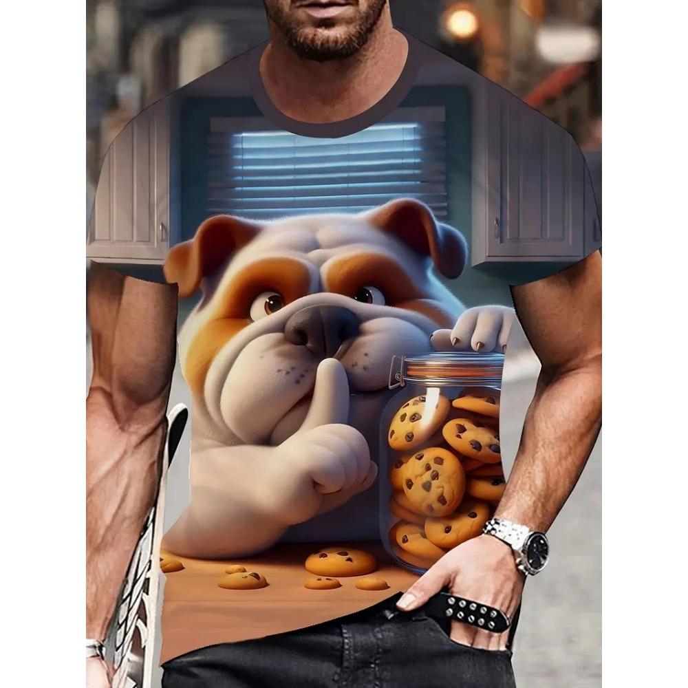 Men's casual Husky patterned printed T-shirt
