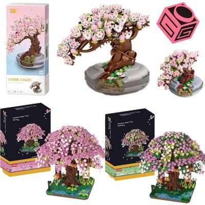 Sakura Bouquet in Vaso Blocchi da Costruzione Pianta Bonsai Modello Succulenta Mattoncini Ornamenti Giocattolo Educativo Fai da Te per Bambini Regali per le Feste