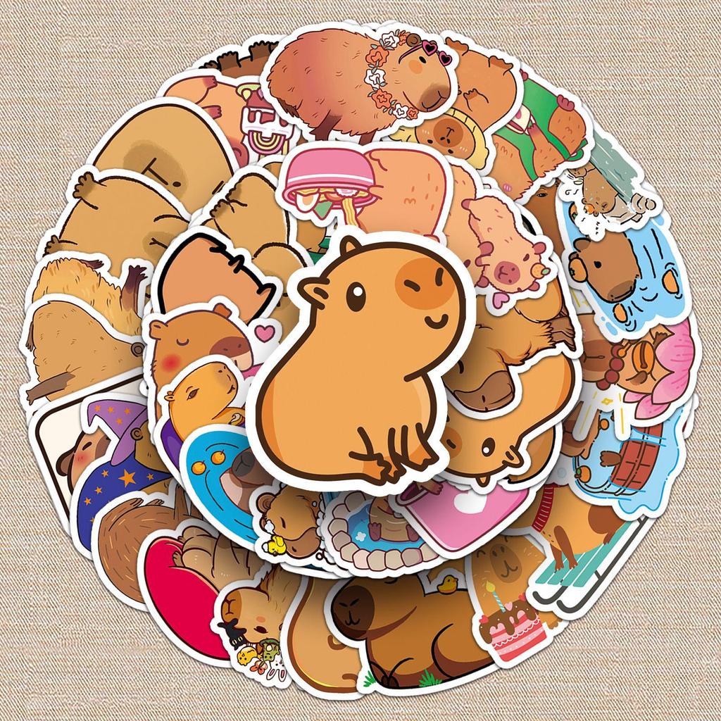50 Autocolante Drăguțe Capibara Doodle pentru Huse de Telefon și Papetărie