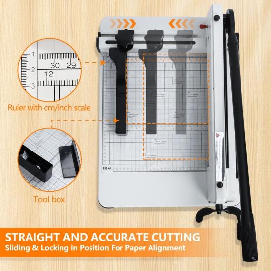 Accurate Cutting Paper Trimmer with Anti-slide Rubber Feet A4 Paper Trimmer with Built-in Clamp 400 Sheets Cutting Capacity Cardstock Trimmer