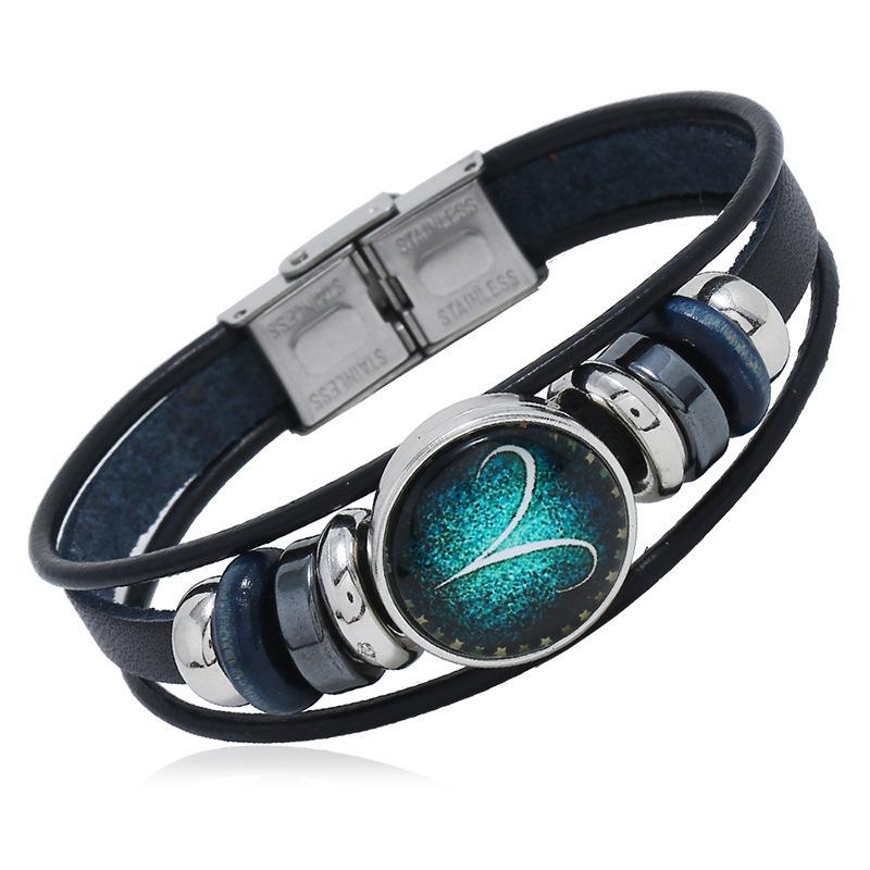 

Gemstone Starry Sky Constellation Leather Bracelet with Watch Buckle