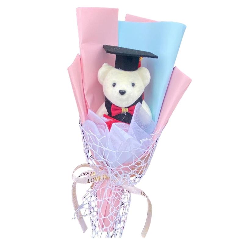 Graduation Flower Bouquets Realistic Flower Bouquets Artificial Bouquets with Bear for Kid Student Teache Graduation