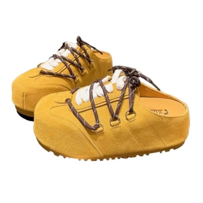 Fashion Platform Flats Slippers Women Mules Shoes Casual Sneakers Woman Sandals Summer 2025 Trend Lace-Up Running Designer Zapatos Mujer