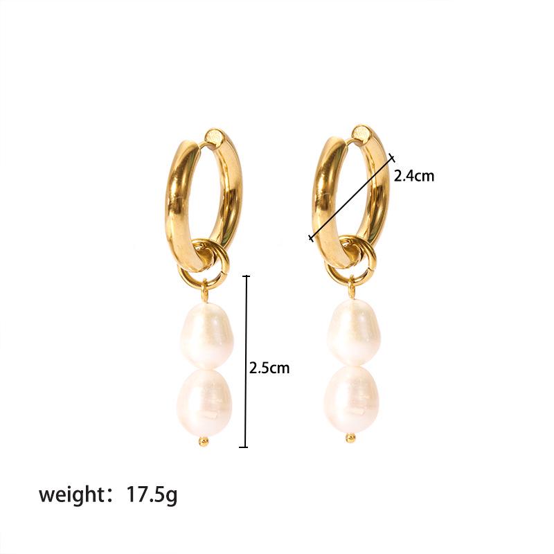 French Pearl Earrings: High-End European & American Design, Stainless Steel, Versatile Luxury Style