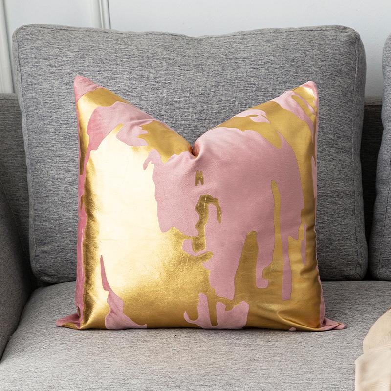 New Nordic Square Hot Stamping Pillow, Fashionable and Simple Hot Stamping Silver Home Living Room Bedroom Sofa Cushion Pillow