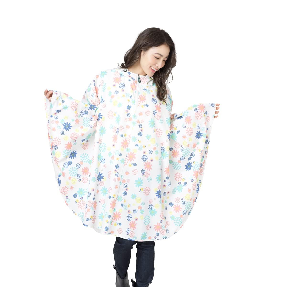 

Super Water Repellent Flower Pattern Rain Super Water Free Size [Aquas Hack] Poncho, Repellent, Women s, White, Japan, белый