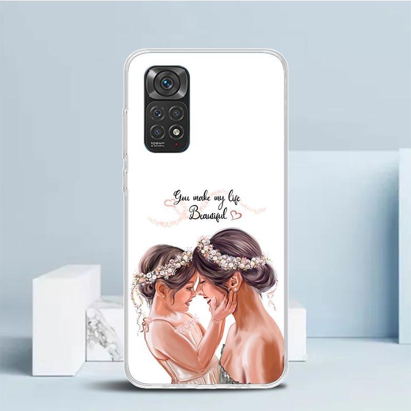 Mom Baby Girls Phone Case For Xiaomi Redmi Note 15 14 14S 13 12S 12 Pro Plus 11S 11 11T 11E 10S 10 + Soft TPU Back Cover Redmi N