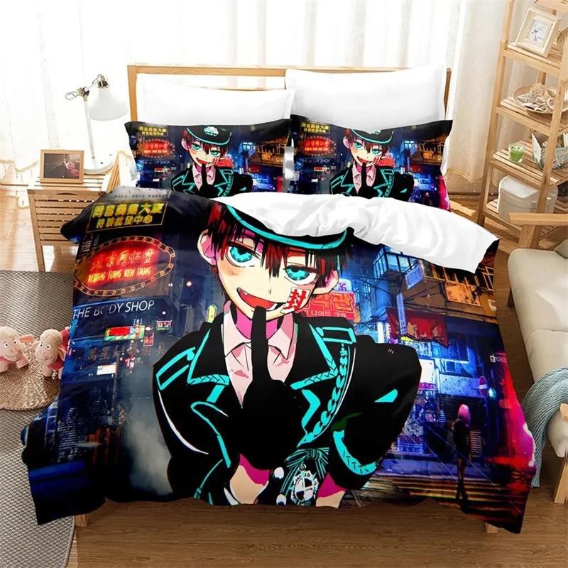 

Stylish Durable Double Comforter Hot Ground Bound Boy Hanako Kun Toilet Anime Sets Beding Size Adults Kids Gift Comforter (quilt)-EU Single(135*200cm)3pcs