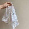 White Moonlight Lace Mid-Waist Satin Panties - Women's French Retro Mesh Triangle Briefs