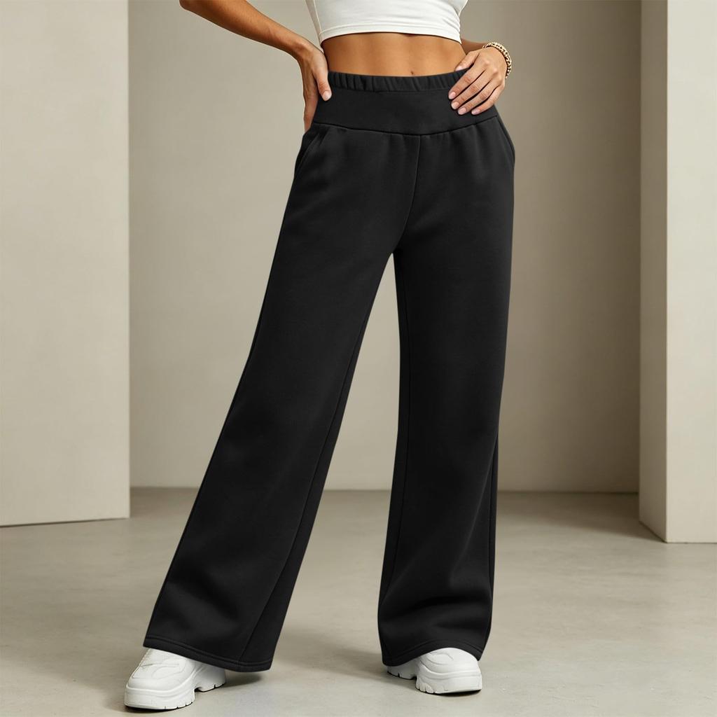 Pantaloni della tuta da donna casual colorati, vestibilità ampia, gamba larga, con elastico in vita