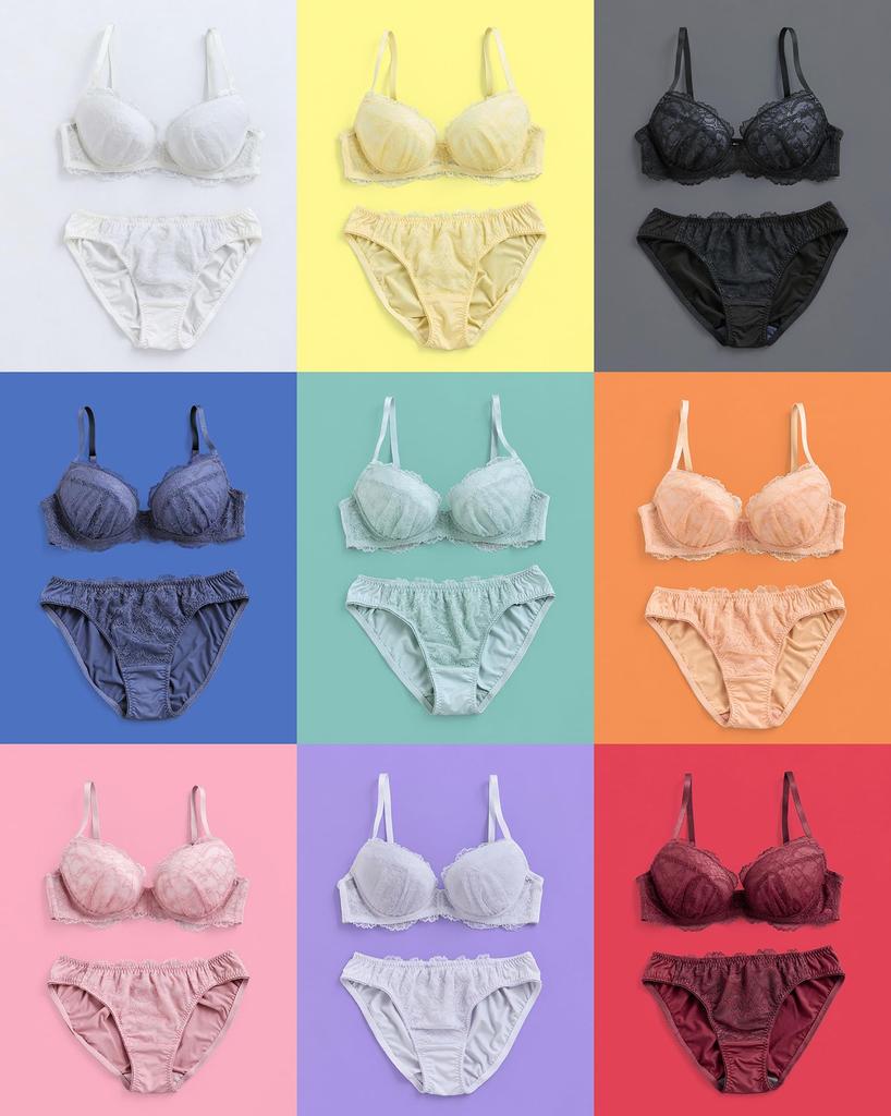 Amphi Bra and Panty Perfect for Plus Supports Your Favorite Bra and Panty Top and Bottom Bra YE C70 Set, A-G Cups, Sizes, Artist, Set, Set, BBJ201,