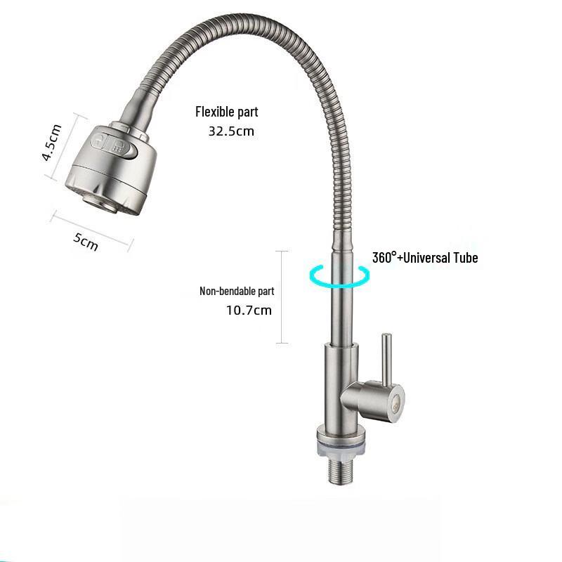 TLXT Stainless Steel Single-Cold Kitchen Faucet