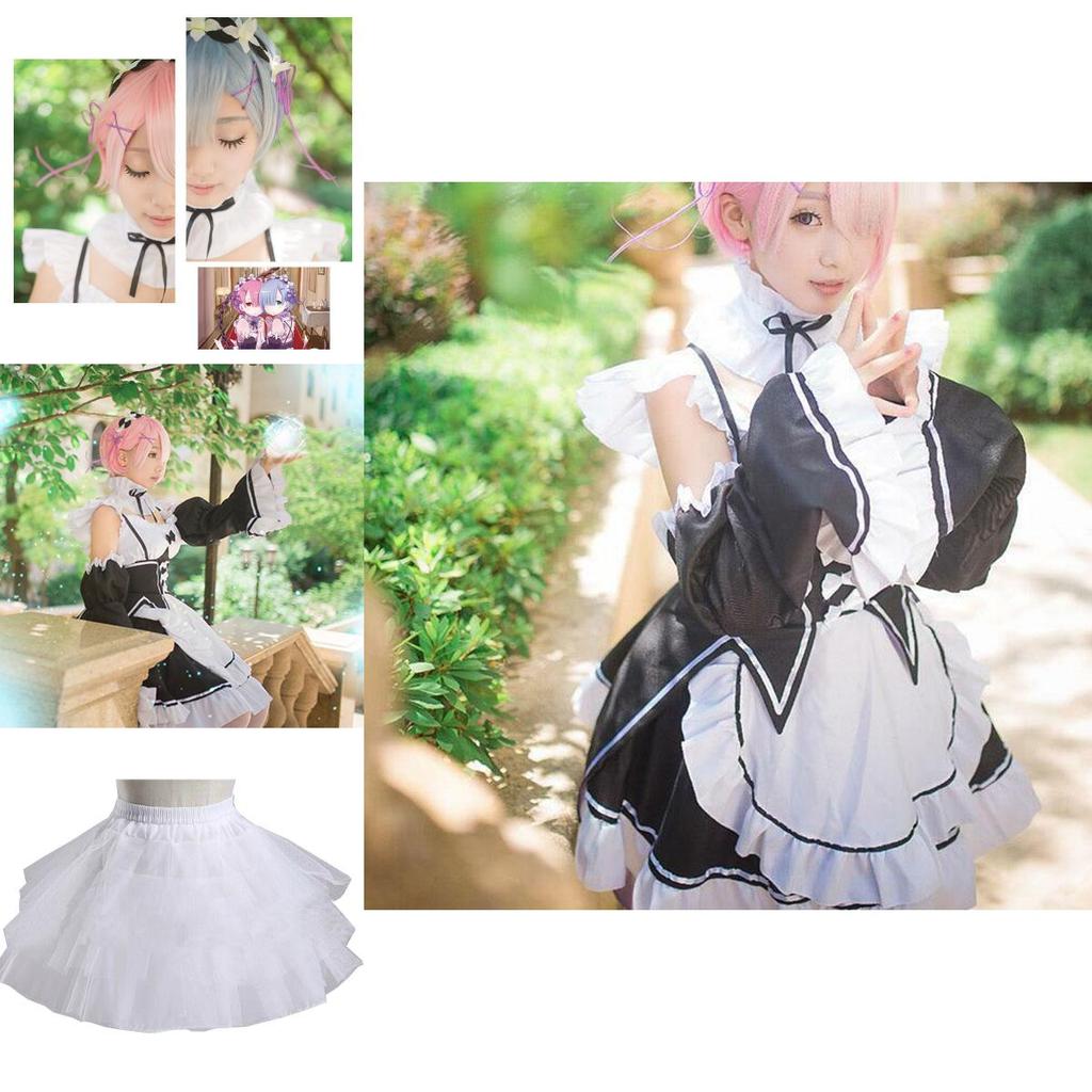 Hajimeru Rezero Kara Lsekai Seikatsu Gemelle Ramrem Vestito da Cameriera Costume Cosplay