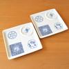Stylish Two-piece Arita Ware One-plate Set Featuring the "Hundred Views of Sometsuke" Design. Dishwasher and Microwave Safe.