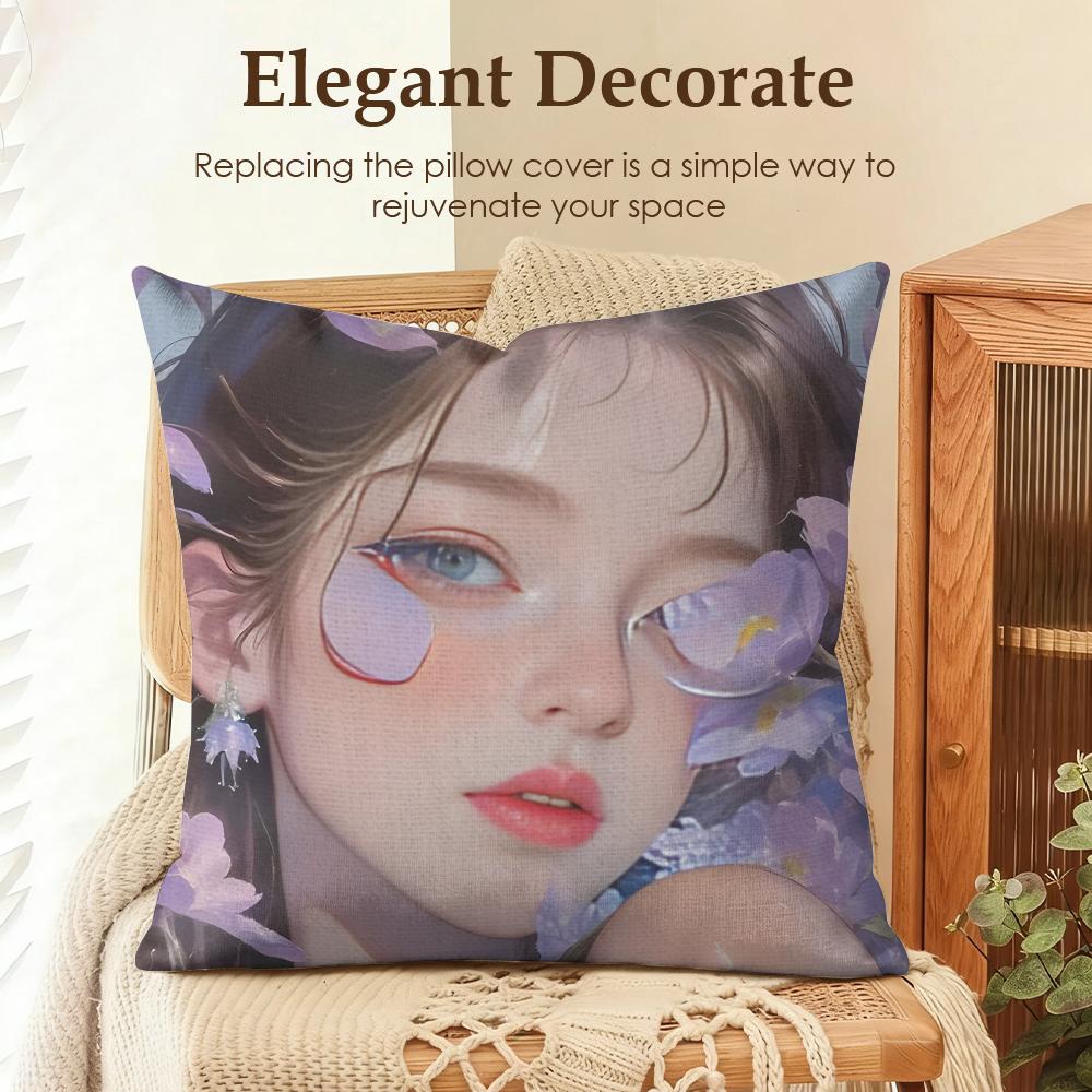 Handsome Fashion Pretty Cushion Cover Natural Linen Organic Fabric DoubleSided Printing Sofa Home Decor Gift Pillow Case