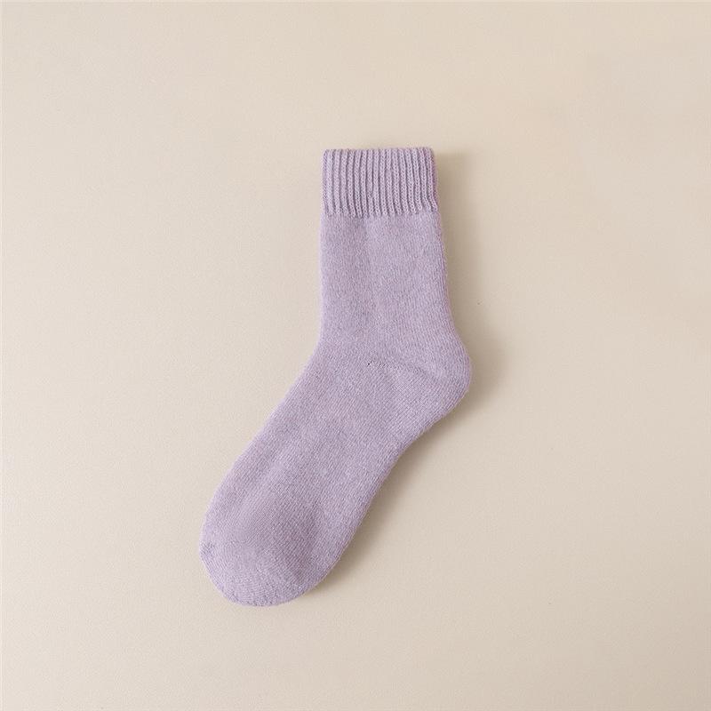 "Women's Warm Fleece Mid-Tube Socks - Cozy Terry Floor & Sleeping Socks"