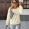 The New Autumn Collection Features A Sweet and Artistic Style with A Round-neck Striped Three-dimensional Bow Decoration for A Woman Wearing A Hoodie