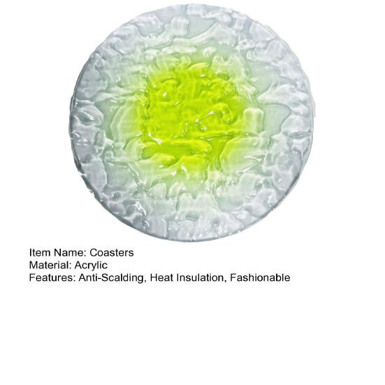 Acrylic Coaster Gradient Wave Design Cup Pads Heat-Resistant Round Table Mats