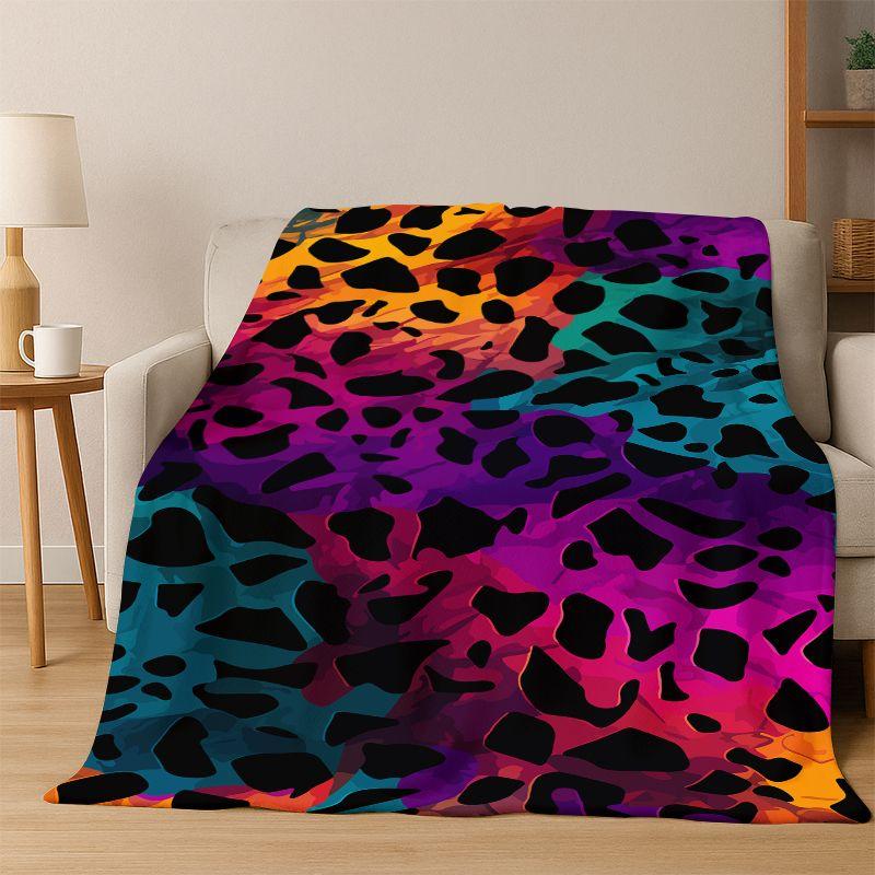 Luxurious Leopard Tiger Print Beast Fur Flannel Blanket Soft Warm Throw Blanket for Bedroom Living Room Bed Travel Camping Gift