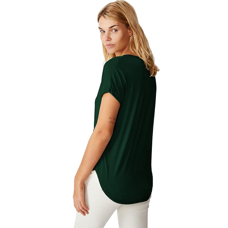 Fabricorn Combo Of Three Plain, Bottle And Dusty Rose Round Neck Up And Down Cotton Tshirt For Women (Maroo