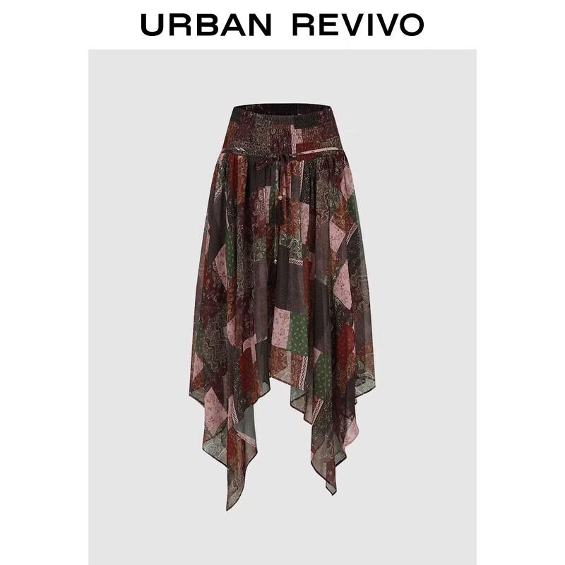 UR2026 Women s Casual Irregular Print Oversized Skirt M