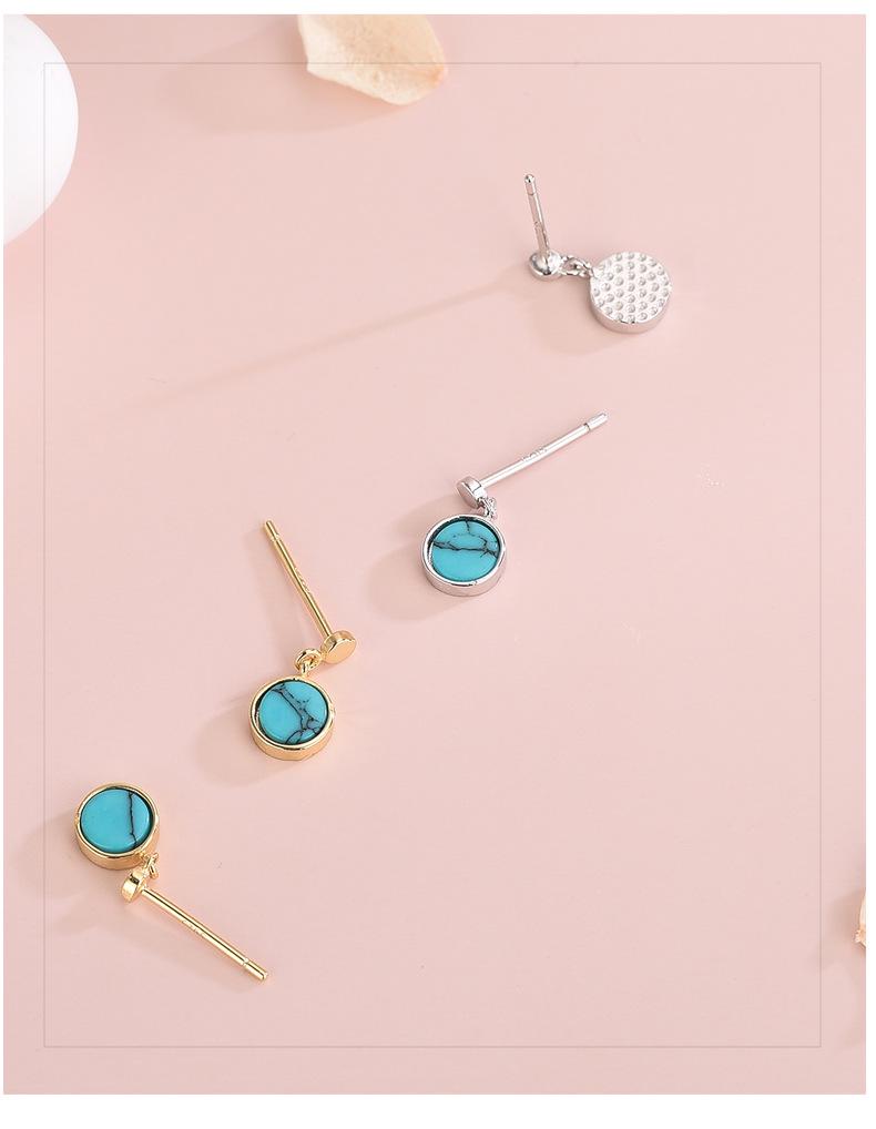S925 Silver Turquoise Earrings - Simple Korean Style, Retro Design for Women