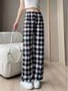 2024 Trendy Korean Plaid Wide-Leg Pants for Women - Slimming, Versatile, and Stylish for Spring/Summer