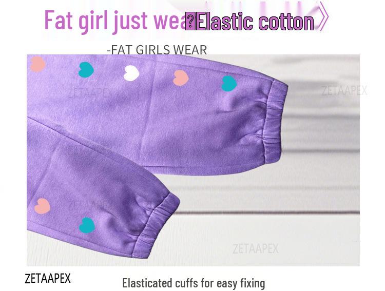 Plus Size Girls' Winter Fleece-Lined Loose Sports Pants