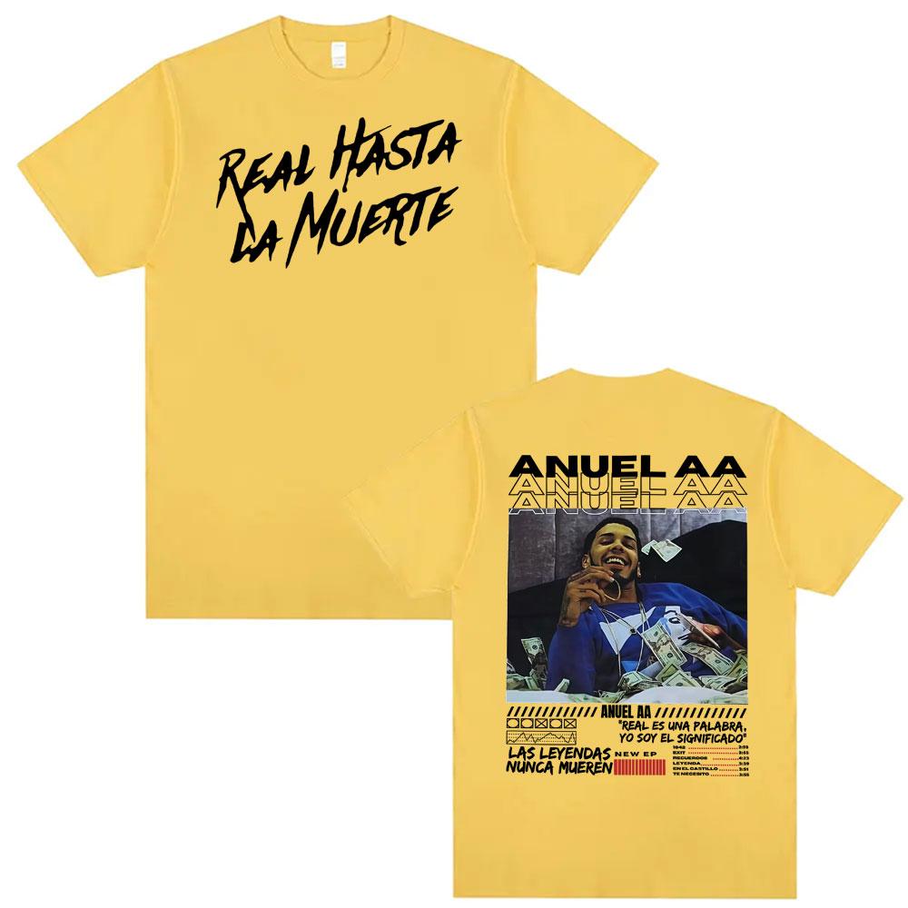Rapper Anuel AA Real Hasta La Muerte Graphic T Shirt Unisexs Clothing 100 Cotton 90s Vintage Tshirts Unisex Casual Loose Tshirt