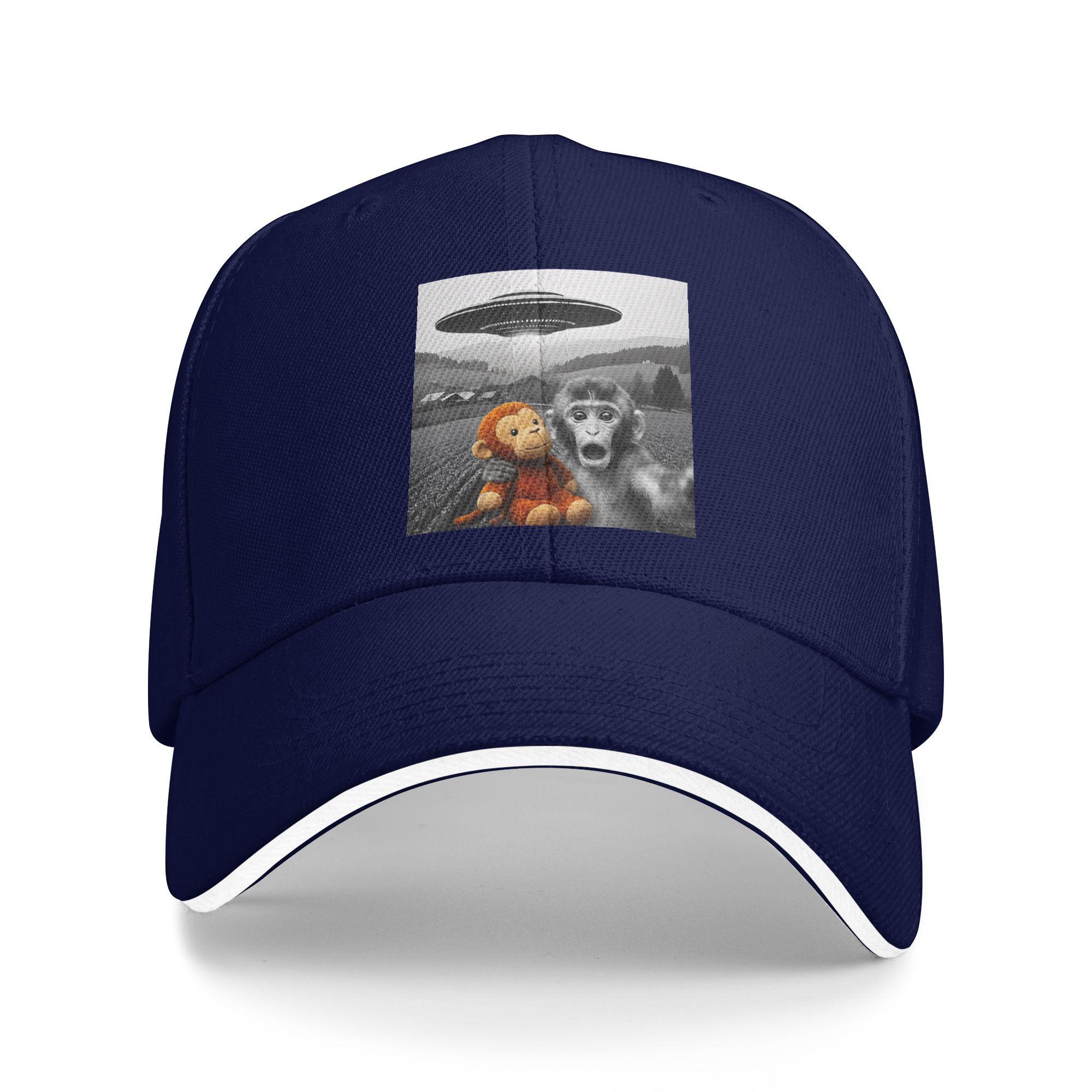 

Summer Punch Monkey UFO Funny Selfie Baseball Cap Hiking Fishing Stylish Print Sun Hip Hop Hats Men Sun-Proof Baseball Caps One Size темно-синий