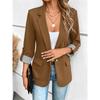 Blazer Décontracté Coupe Ajustée pour Femmes avec Manches 7/8 Relevables Bouton Unique Tissu Acétate Style Chic de Bureau