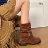 Fashion High Heels Women Hollow Short Boots 2025 New Autumn Fad Buckle Shoes Designer Chelsea Ankle Boots Dress Pumps Zapatillas Mujer