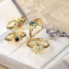 Rapunzel Sun Ring For Women Fashion Wedding Party Jewelry Accessorie Gift Colored Zircon Gold Plated Adjustable Vintage Sun Ring