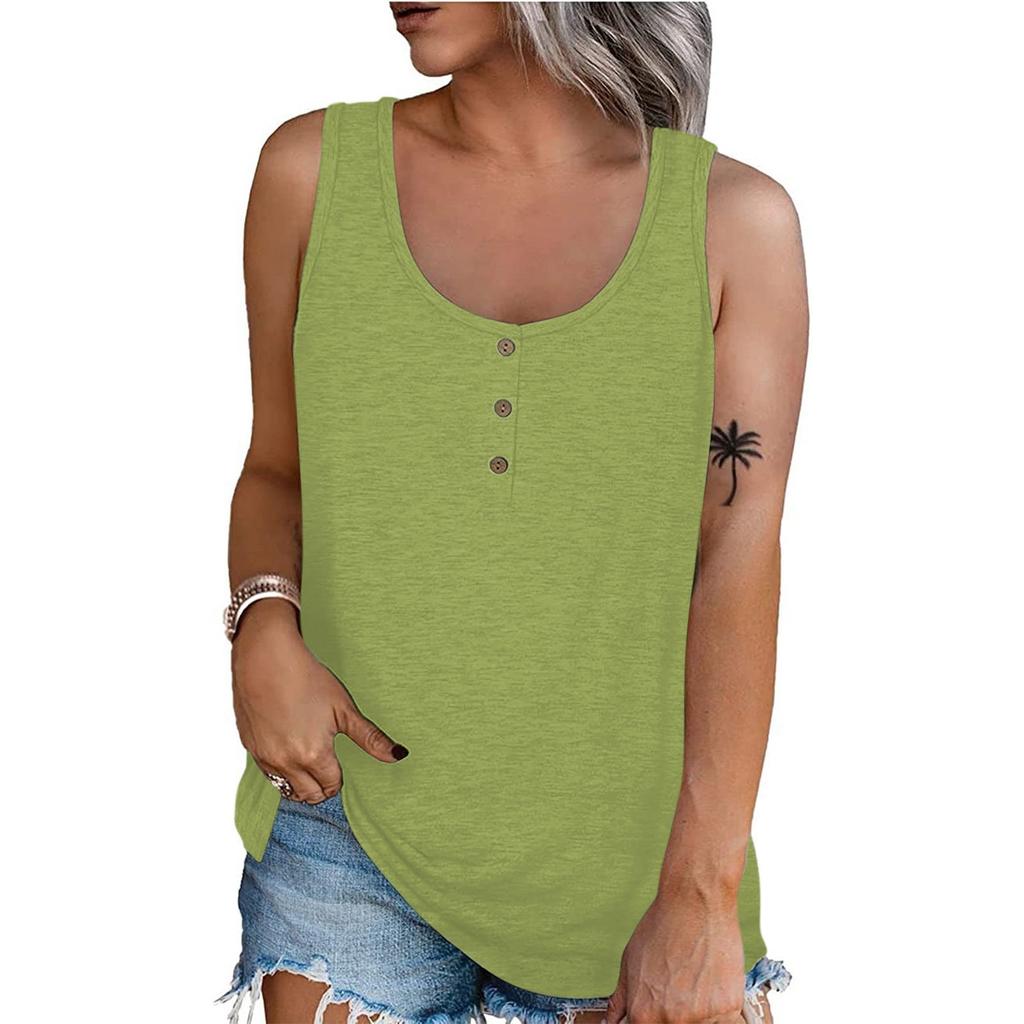 Women Summer Sleeveless Casual Solid Color O-Neck T-Shirt Tops Blouse