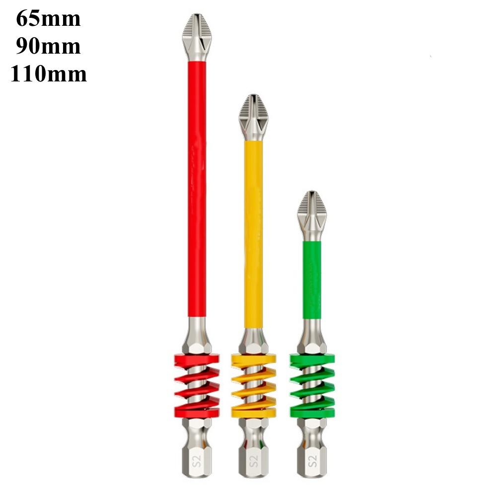 3Pcs Spring Screwdriver Bits Magnetic PH2 Driver Screw Anti-slip 60/90/110mm 1/4'' Hex Shank Drill Head Electric Repair Tool