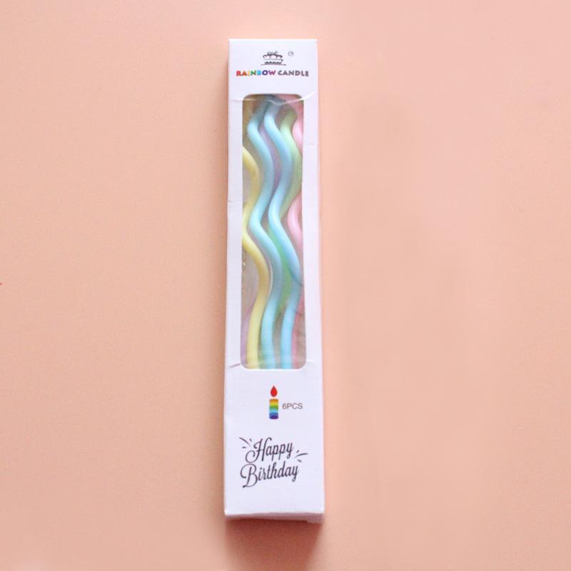Birthday Cake Gold-plated Colorful Retro Curve Thread Candle Creative Party Baking Gradient Color Curved Candle