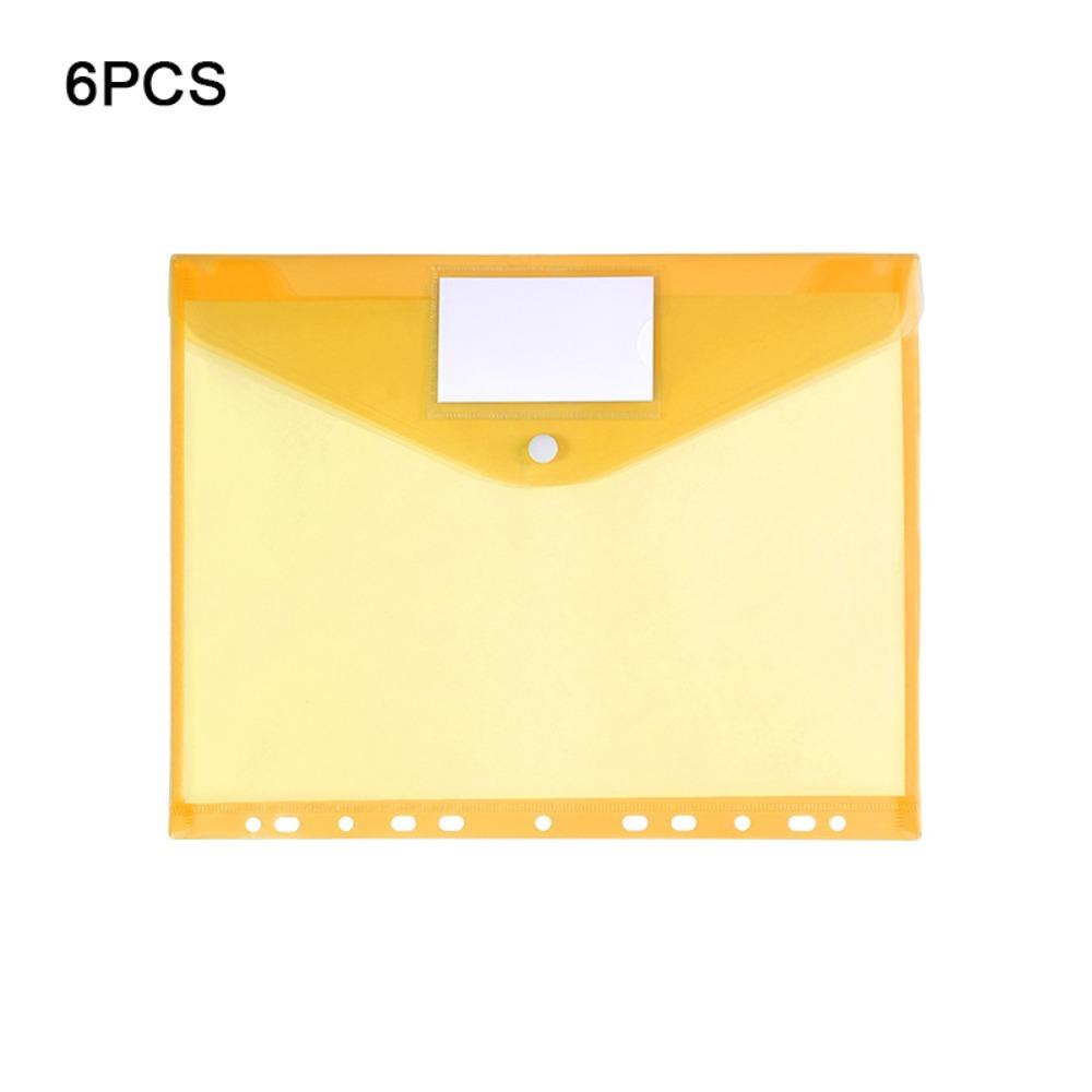 6pcs Colorful Plastic Binder Folders A4 Clear Punched Pockets Snap Closure 11 Holes Label Loose-Leaf School