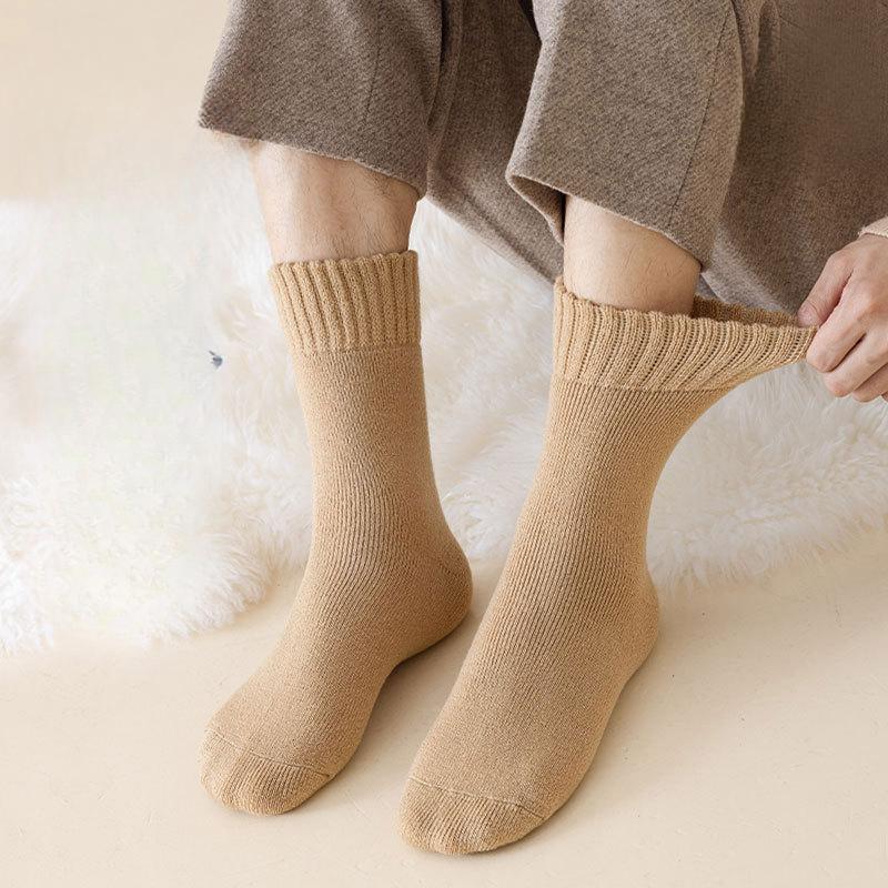 Extra-thick Men's Winter Warm Fleece, Thickened Cold-resistant Fleece Mid-calf Socks for Autumn and Winter, Long Sleeping Socks