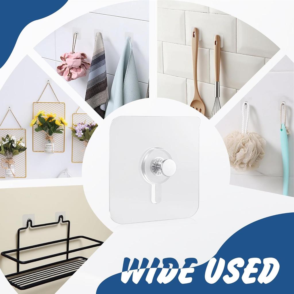 Quacc 20 PCS Self-Adhesive Picture Hooks Transparent Waterproof Hangers No Drill Wall Mount Screw Sticky Hooks for Hanging Picture Frames Wall