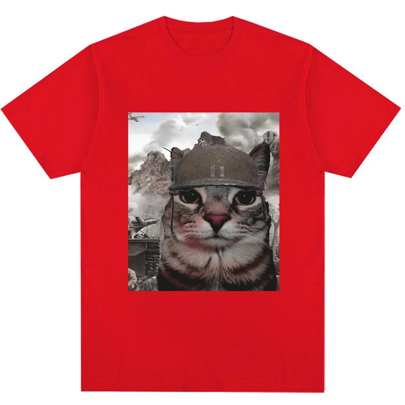 Thousand Yard Stare Cat Funny Meme T-shirt Humor Style Vintage High Quality T Shirt Men Women Oversized Casual Cotton Streetwear