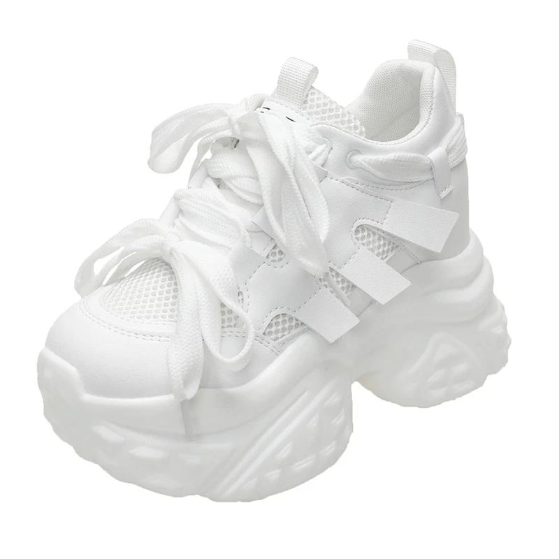 Fashion 10CM Women Mesh Chunky Sneakers Autumn High Platform Shoes High Heels Wedges Casual Shoes Woman Breathable Sports Dad Sneakers