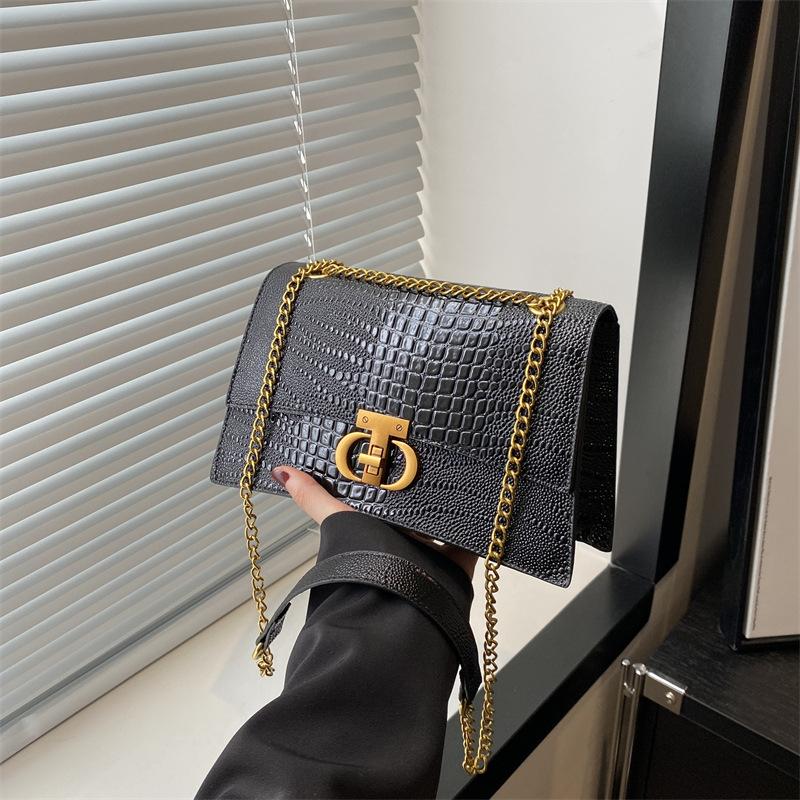 

Модный замок корейский стиль мода весна новый стиль контрастный простой ретро кроссбоди одно плечо ручная маленькая квадратная женская сумка