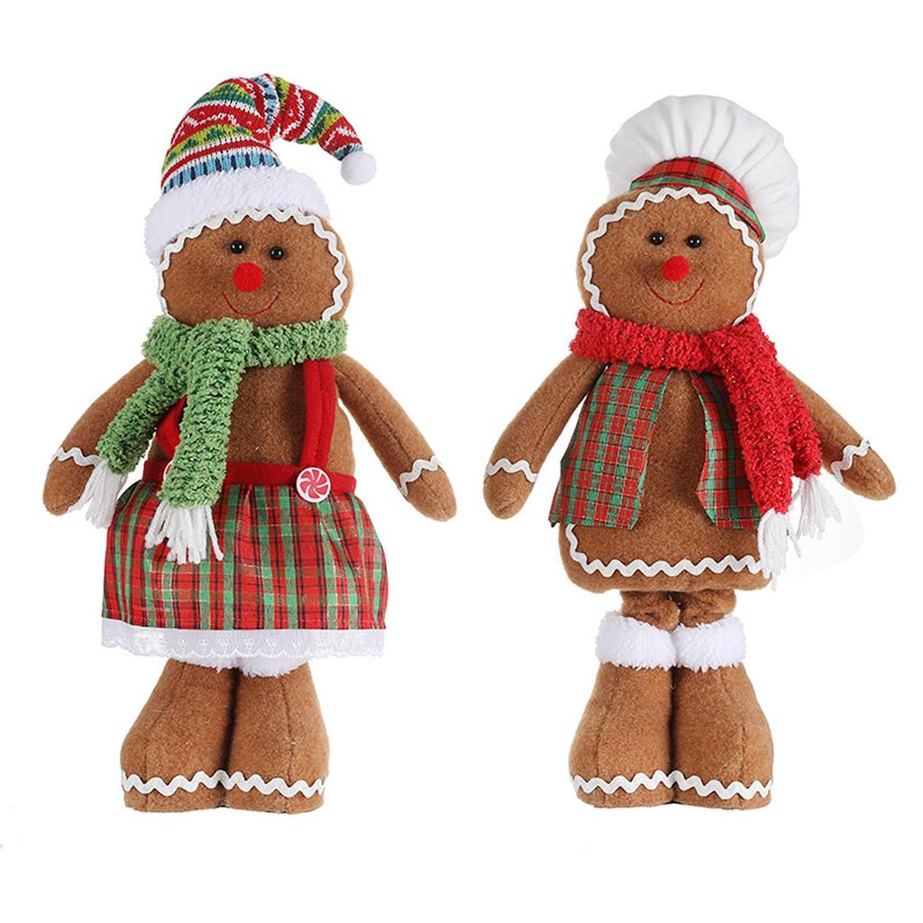 Christmas Gingerbread Man Ornaments Standing Toys Gingerbread Man Doll for Porch Indoor Yard Outdoor Couples11:38bedding