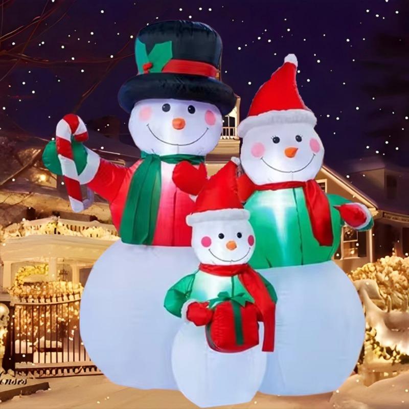 Inflatable Toy Family Snowman Christmas Inflatable Model Luminous Inflatable Model Christmas Atmosphere Decoration Model