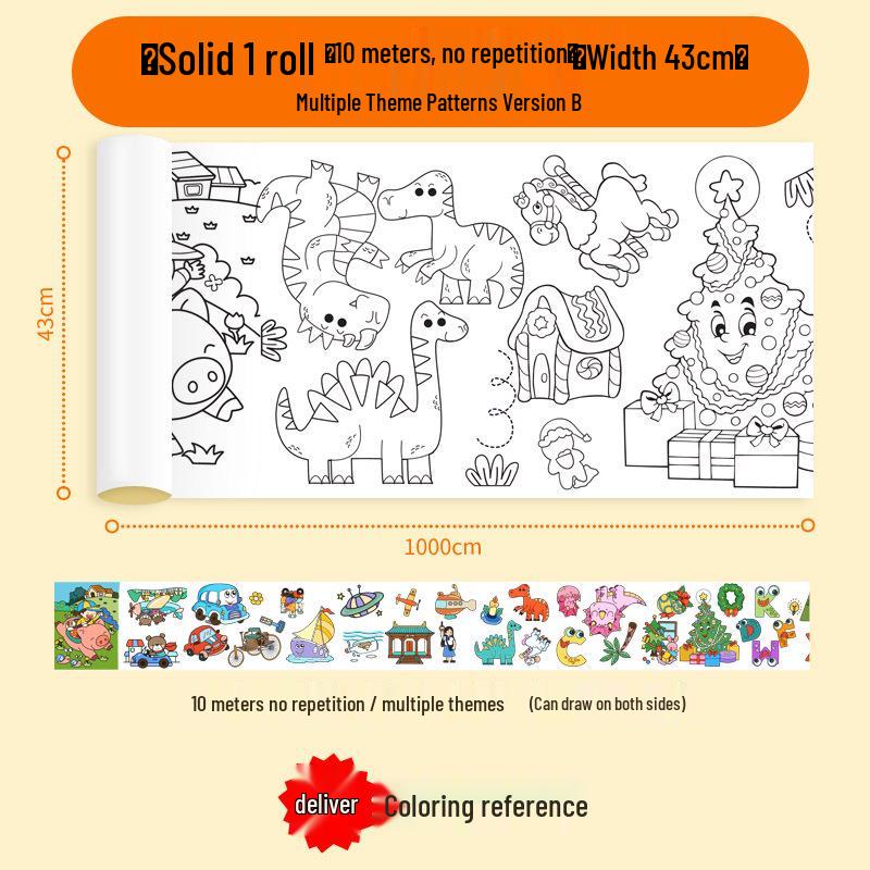 Kids' Doodle Coloring Scroll Paper for Drawing and Painting