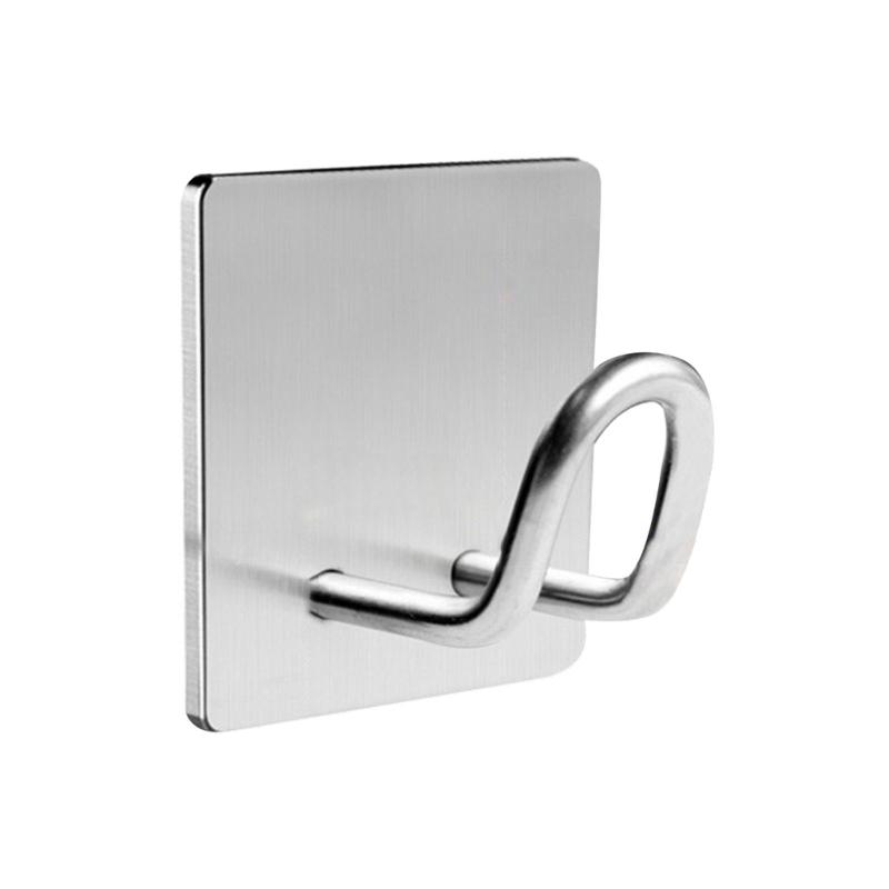 Stainless Steel Stick On Hook for Bathroom Storage Multipurpose Shower Glass Wall Hanging Rack Apartment Towel Holder