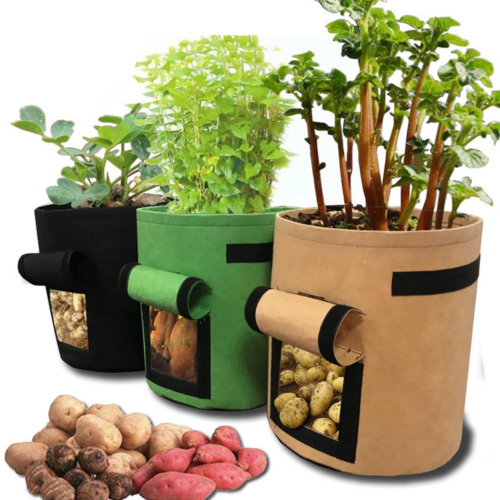 Potato Grow Bag Thick Non-Woven Fabric Large Black Breathable Plant Growth Bag with Access Flap for Potatoes Carrots Onions